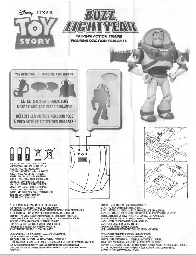 Disney Store Official Buzz Lightyear Interactive Talking Action Figure from Toy Story, Features 10+