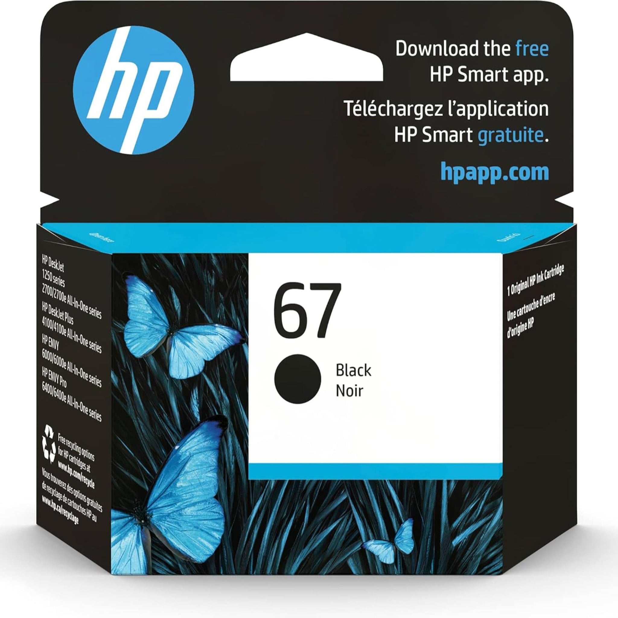 HP 67 Black Ink Cartridge | Works with HP DeskJet 1255, 2700, 4100 Series, HP ENVY 6000, 6400 Series
