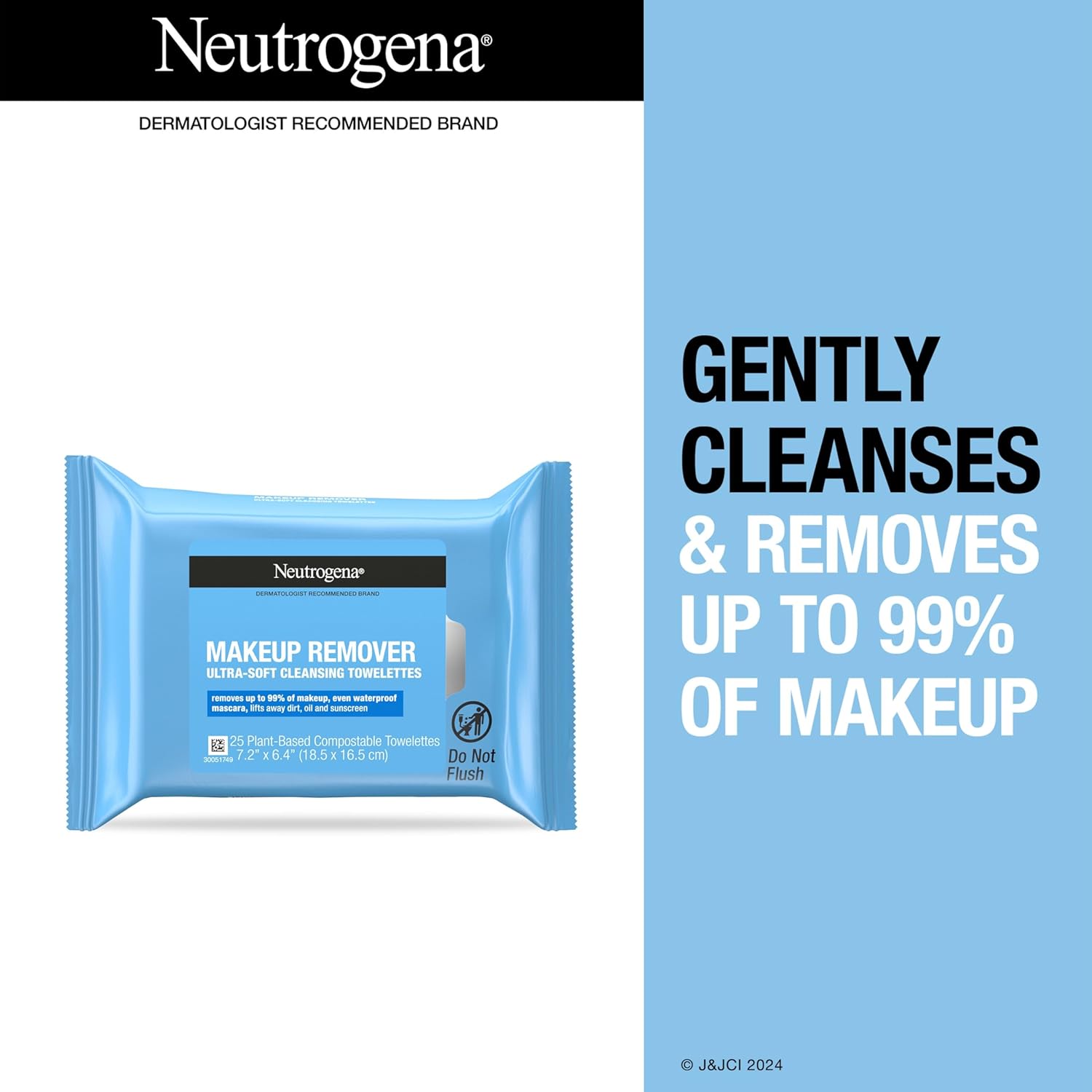 Neutrogena Makeup Remover Wipes Gently Cleanse and Remove Oil & Makeup, Alcohol-Free Wipes, 2 x 25 ct