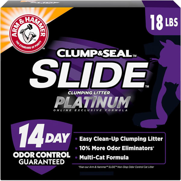 ARM & HAMMER Clump & Seal SLIDE Platinum Multi-Cat ClumpinG Odor Control, 18 Lbs