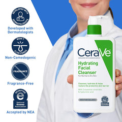 CeraVe Hydrating Facial Cleanser, Moisturizing Face Wash For Dry Skin, Hyaluronic Acid + Ceramides + Glycerin