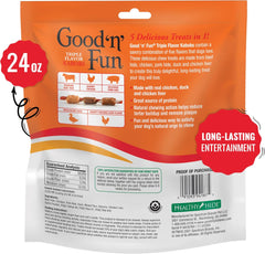 Good ‘n’ Fun Triple Flavor Kabobs Chews for Dogs, 24 Ounces, Made from Beef Hide, Pork Hide