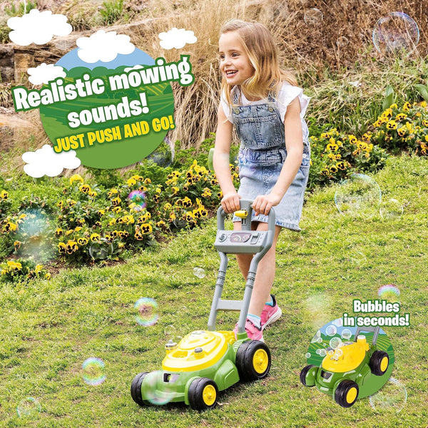 John Deere Bubble Lawn Mower for Toddlers, indoor and Outdoor Gardening Toy